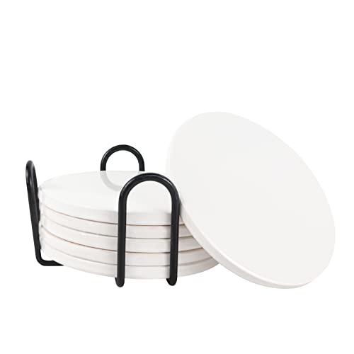 MAIKESUB 6 Pcs Round Sublimation Ceramic Coasters