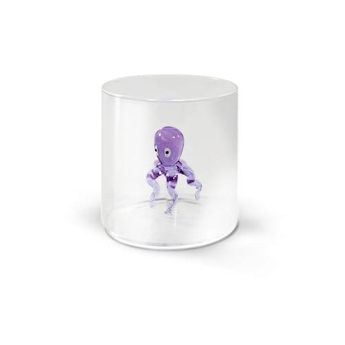 WD Lifestyle Bicchiere in vetro borosilicato. Capacità 250 ml. Decoro polipo.