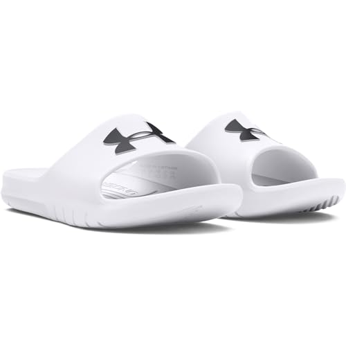 Under Armour Sandales CORE Path, claquettes pour hommes idéales pour le vestiaire ou la piscine, sandales ultra-respirantes, Hommes, White / White / Black, 45