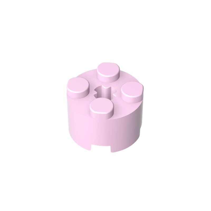 Gobricks 6143 Round Brick Brick Round 2x2 with Axle Hole 50 Pieces GDS-607 Compatible with Lego Building Blocks Color:pink purple — image 1