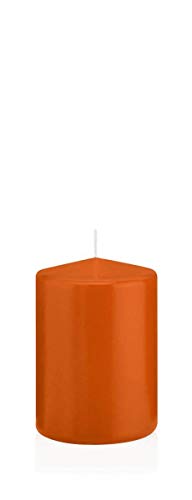 INNA-Glas Candela votiva/Candela a Colonna Maeva, Arancione, 10cm, Ø7cm, 42h - Made in Germany - Candela di Cera/Candela Decorativa