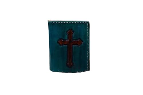 Christian Cross, Fashion Women's 3D Genuine Leather Bifold Wallet, Snap Closure, Small Wallet, Credit Card Holder, Coin Purse with ID Window