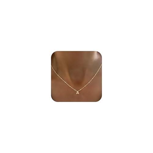 Image of GRCLD Initial Necklaces for Women Dainty 14k Gold Plated Letter Necklace Trendy A-Z Pendant Choker Necklace Cute Name Personalized Fashion Jewelry Gift for Women Her