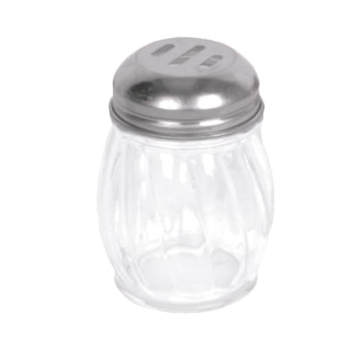 GLTWCS006 Cheese Shaker, 6 oz. Capacity, Swirled Glass Base, Stainless Steel Slotted top. Without Handle, Clear, Pack of 12