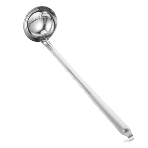 Stainless Steel Soup Ladle with Long Handle Hook Heavy Duty Cooking Spoon for Serving Stirring Kitchen Restaurant Versatile Household Tool