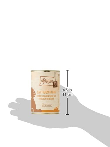 MjAMjAM - Premium Nassfutter für Katzen - purer Fleischgenuss - saftiges Hühnchen pur, 6er Pack (6 x 400g), getreidefrei mit extra viel Fleisch