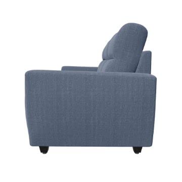 Image of Wakefit Belize 3 Seater Sofa Set for Living Room | 3 Year Warranty | Omega Blue Fabric, Neem Wood Frame