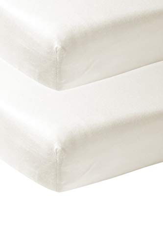 Meyco 563201 2-Pack Fitted Sheet, Cot, Offwhite, wieg