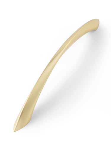 Image of Brushed Gold Cabinet Pulls 7.56 Inch Arch Twisted Brass Handles Drawer Kitchen Cupboard Bathroom Dresser Cabinet Hardware Zinc Alloy 5 Pack