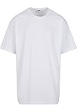 URBAN CLASSICS Camiseta básica de manga corta, cuello redondo normal, de algodón grueso, largo normal, oversized, de hombre, moderna, color blanco, talla L