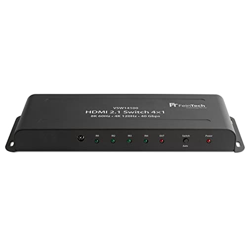FeinTech VSW14100 Switch HDMI 4K 120Hz 4 Entrées 1 Sorties, Switch HDMI 2.1 avec Commutation Automatique pour PS5, Xbox et Autres lecteurs multimédias