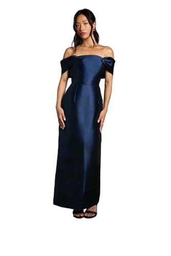 Image of Coast Honoured Twill Bardot Column Midi Bridesmaid Dress, 10, Navy