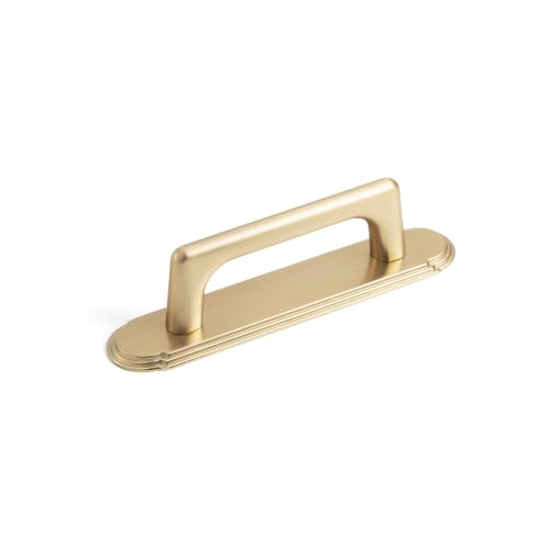Goo-Ki Champagne Bronze Cabinet Pulls with Backplate,Zinc Alloy Cabinet Handle with 3''(76MM) Hole Centers, 2 Pack