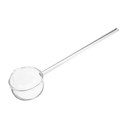 Clear Glass Spoon with Long Handle Creative Stirring Spoon for Coffee Desserts Cold Drinks and Appetizers Angled Mouth Design for Controlled Pouring and Precise Sauce Flow