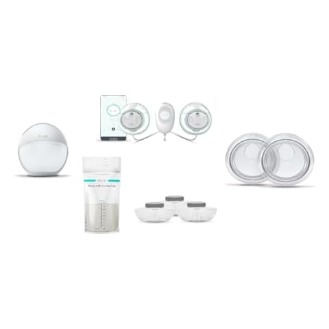 Elvie Stride Hospital-Grade Wearable Pump, Elvie Curve Manual Pump, Milk Collection Shells, Storage Bags & Bottles Bundle | Breastfeeding Essentials Set for New Moms | Hands-Free & Portable Cover