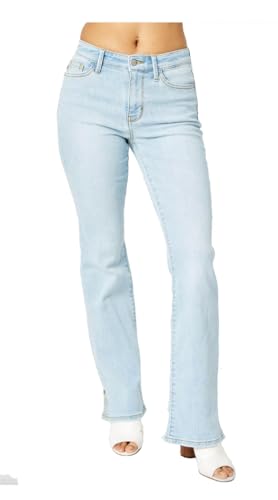 Judy Blue Mid Rise Light Wash Slit Hem Bootcut Jeans, 82552