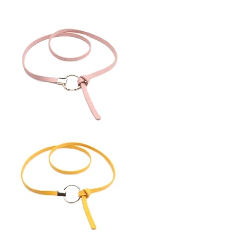 Fashion PU Leather Women's Belt – Slim Waist Belt with Round Buckle for Dresses, Jeans & Casual Outfits – Adjustable Elegant Waistband (Multiple Colors)(Yellow)