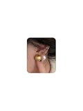 Quizzhe Vintage Pearl Double Sided Stud Earrings Temperament Pearl Double Sided Front Back Stud Statement Gold Matte Half-ball Earrings Christmas Valentines Jewelry Gifts for Women