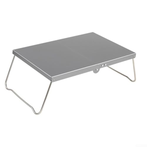 Mesa de camping plegable de viaje para senderismo y uso al aire libre, material de aleación de aluminio con esquinas antideslizantes y soporte robusto, fácil de transportar y almacenar (gris)