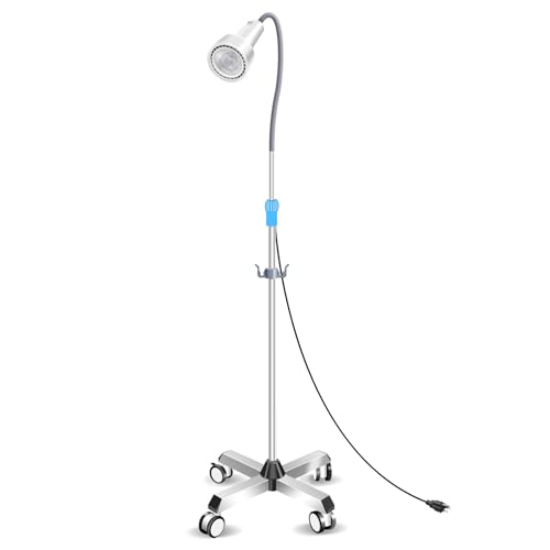 GSOIGSDKF 28W LED Surgical Light Medical Exam Lamp 360° Adjustable Retractable & Stainless Steel Base, Mobile Dental-Oral/Gynaecology Cold Light Exam for ENT, Surgery, Clinical Examinations
