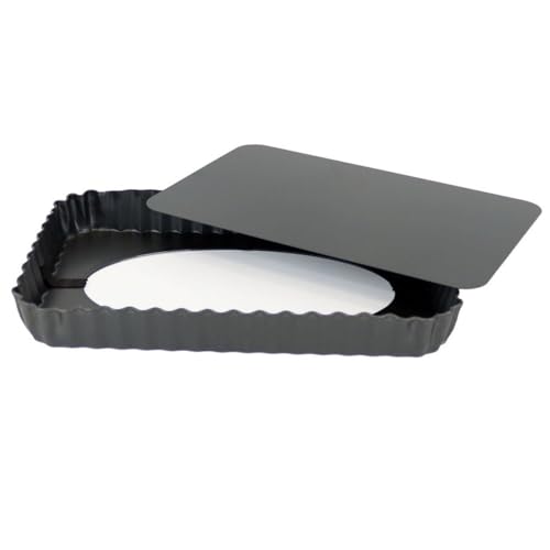 MGE - Moule à Tarte Perforé/Moule à Quiche Frisé avec Fond Amovible - Moule à Tartelettes - Moule à Gâteau - Manqué Carré - Plat à Four - Moule à...