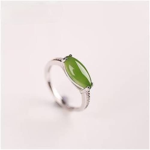Bague jade Hé argent ajustable pour femme avec véritable pierre ovale YCQYM
