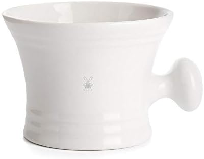 MÜHLE White Porcelain Platinum Rim Shaving Mug – Shave Dish Accessory for Soaps and Creams, Modern White Design