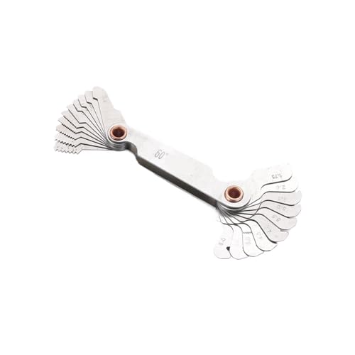 Calibrador de espesor de pintura, 10 piezas, calibrador de rosca métrica e imperial de 55/60 grados, herramienta combinada para torno y medición de paso de engranajes miniatura 1
