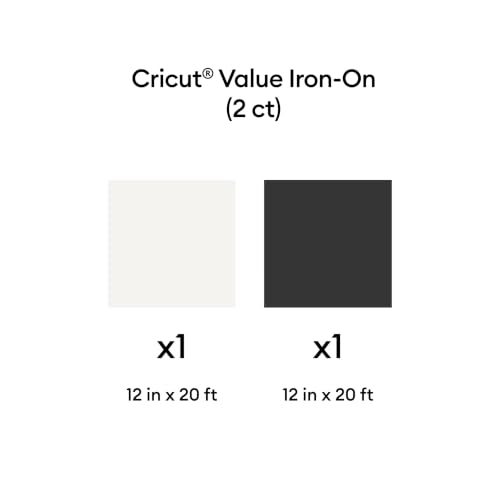 Image of Cricut Value Iron-On, Black and White (2 Rolls, 12 in x 20 ft Each)
