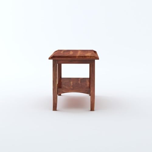 Image of MAMTA DECORATION Solid Sheesham Wood Coffee Table for Living Room | Wooden Center Table with Shelf Storage for Home, Hall, Office & Lounge | Modern Tea Table | Rectangular Coffee Table | Honey Finish