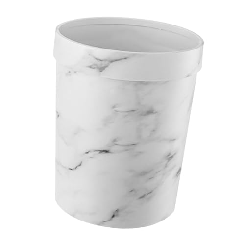 Image of Small Marble Trash Can Wastebasket Plastic Recycling Bin Waste Paper Basket Garbage Can Container Bin for Office Bathroom Bedroom Cabinet 30x21cm