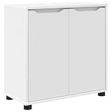 Tmriohed Mobile sottolavabo bianco, 60 x 30 x 60 cm, in legno, mobile da bagno con 2 ante e ripiani regolabili, mobiletto per il bagno