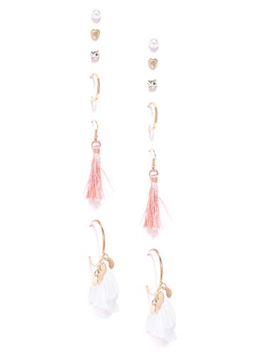 Delicate AD & Pearl Heart Earrings Set