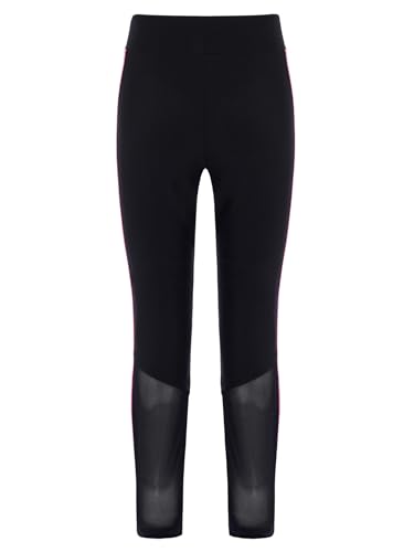 YEAHDOR Girls Yoga Pants Sheer Mesh Patchwork Gymnastics Figure Skating Sport Leggings Gym Training Tights3