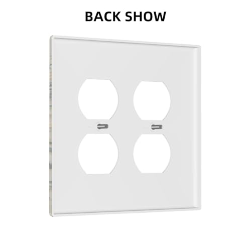 Decorative Outlet Covers Rustic Big Flowers Abstract Floral 2 Gang Wall Plate Cover Double Duplex Receptacle Two Switch Light Switch Cover Plate Jumbo Dual Faceplate for Bedroom Decor