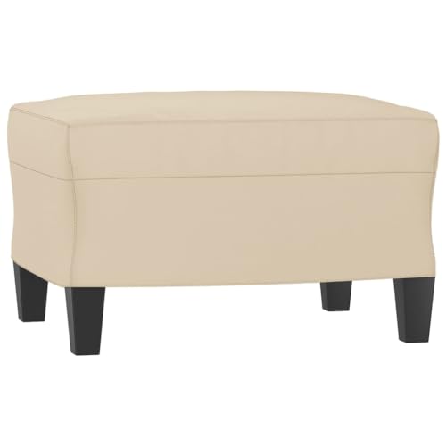 vidaXL Sofagarnitur 4-TLG., Sessel Couch mit Kissen Fußhocker, Sofa Wohnzimmersofa mit Armlehnen, Couchgarnitur Designsofa Sitzmöbel Polstermöbel, Creme Mikrofasergewebe – Bild 7