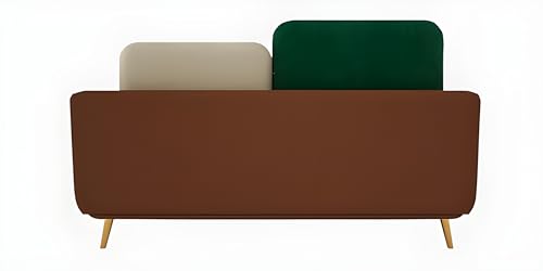 Image of Velvet Contemperory Sofa Couch with Cushion Chaise Lounge Sectional Perfect for Living Room & Bedroom Guests Home & Office (2 Seater Green & Beige)