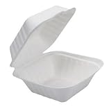 RyanPack Bagasse Menübox mit Deckel aus Zuckerrohr – Biologisch Abbaubare Einwegbox für Takeaway, Gastronomie und Catering (250)