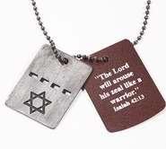 Pendant - Star Of David Dog Tags (Silver Plated) - 18" Chain