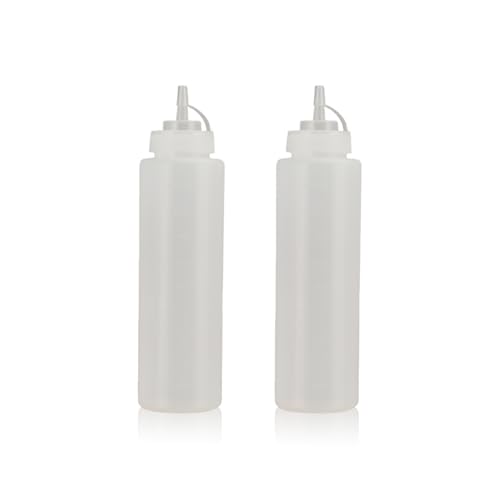 WELKOR Squeeze Bottles for Sauces Leak-Proof Condiment Dispenser BPA-Free Kitchen Restaurant Squeeze Bottle Set with Wide Mouth for Ketchup Mustard Syrup Dressings (White 2Pack-32oz(900ml))