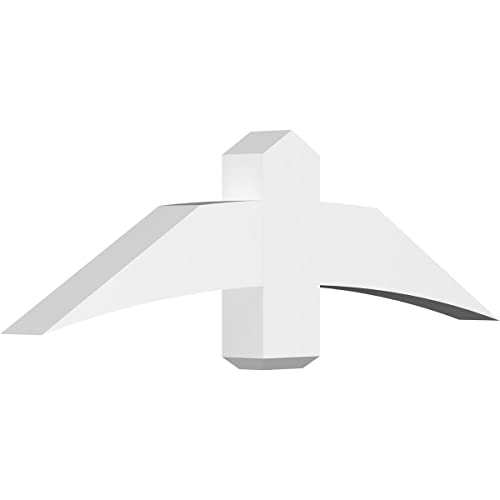Ekena Millwork GBP048X14X0406BEL00 Bellingham Architectural Grade PVC Gable Brackets 48"W x 14"H x 4"D x 6"F, 7/12 Pitch
