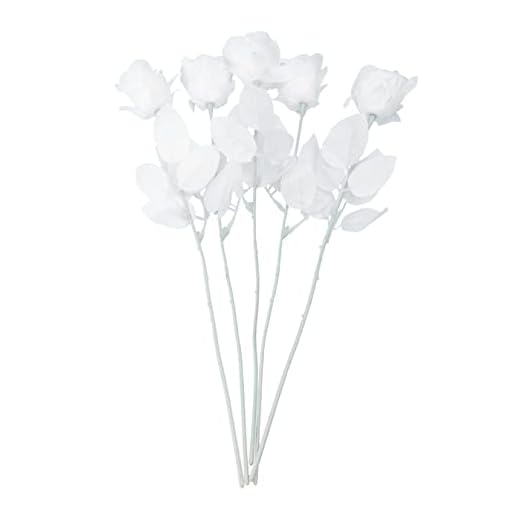 Yardwe 5 Piezas Rosas Artificiales Flores De Rosas Negras Plantas De Interior Artificiales Jarrones Negros Rama De Rosa Falsa Florero Flor Rosa Arbusto Blanco Tela De Seda Novia