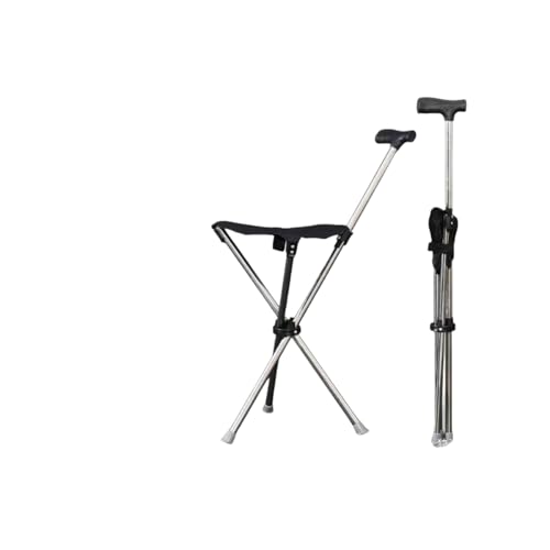 Foldable Walking Stick with Seat - Comfortable Folding Walking Sticks for Ladies & Men, Lightweight Walking Stick with Seat, walking stick chair (Black)