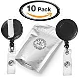 Retractable Clip-On ID Badge Holder with Reel, Retractable Lanyard Badge Clip reels, Badge Reel Retractable Card Holder. 30 inch Reel with Metal Belt Clip, Bulk Pack of 10