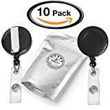 Retractable Badge Holder Reel Clip On Id Card Holders, 30 inch Reel with Metal Belt Clip Bulk, Pack of 10