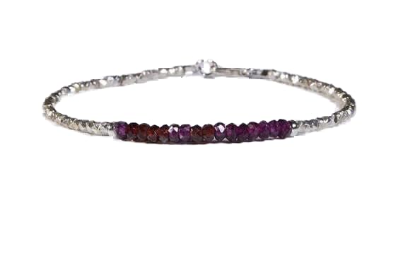 Bracelet grenat 4mm LKBEADS avec fermoir solide anti-perte