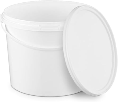 BenBow Cubo con Tapa 3l Blanco 10x 3 litros   Seguro para los Alimentos, Estable, hermético, a Prueba de Fugas, Inodoro   Cubo de plástico con asa   vacío