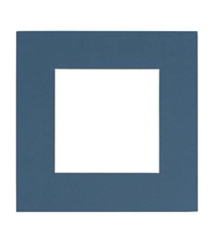 Steel Blue Acid Free 16x16 Picture Frame Mats with White Core Bevel Cut for 12x12 Pictures - Fits 16x16 Frame - One Mat
