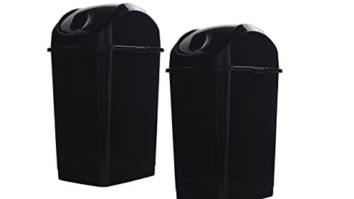 Superio Kitchen Trash Can With Swing Top Lid 9 Gallon Slim Waste Bin 37 Qt Durable Plastic, Fit Small Spaces, Office, Bathroom, Under Counter (Black-2 Pack) #TOP6
