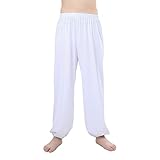 Libaobaoyo Kids Unisex Kung Fu Wide Pants Stretchy Elastic Waist Taichi Martial Arts Practice Trousers for...